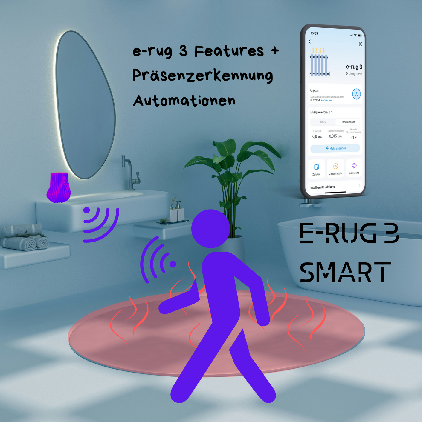 e-rug 3 SMART bath heizzone heizteppich